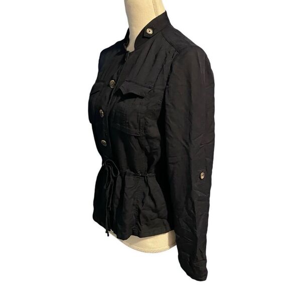 White House Black Market Modal Lyocell Blend Soft Utility Jacket Black Size 2 - Picture 5 of 7